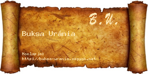 Buksa Uránia névjegykártya